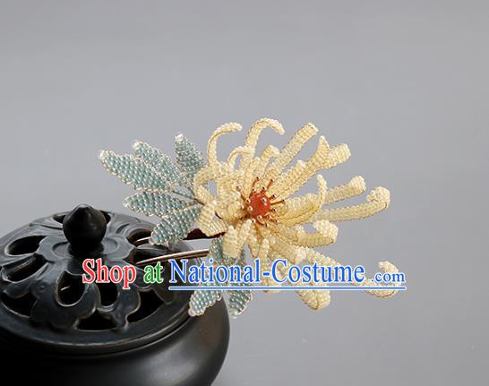 China Traditional Qing Dynasty Empress Hairpin Classical Beads Chrysanthemum Hair Stick Hair Accessories