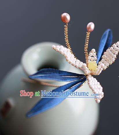 China Classical Beads Orchid Hair Stick Traditional Song Dynasty Princess Hairpin