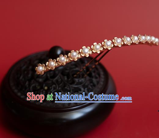 China Classical Hanfu Hair Stick Traditional Ming Dynasty Princess Pearls Hairpin