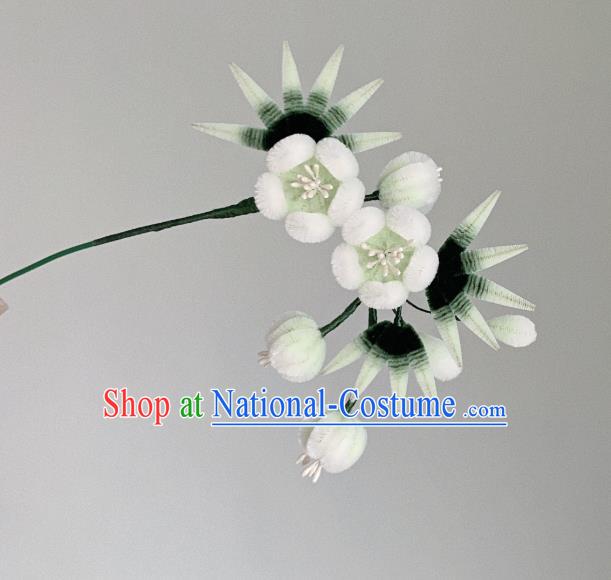 China Classical White Velvet Hairpin Traditional Qing Dynasty Palace Plum Bamboo Hair Stick