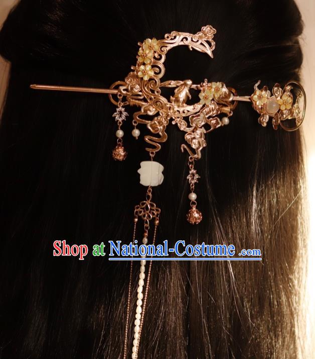 China Classical Hanfu Hair Accessories Traditional Ming Dynasty Princess Hair Crown and Hairpin