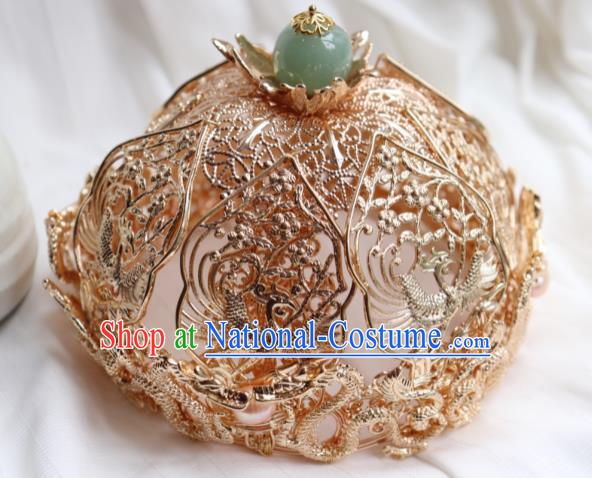 China Ancient Queen Golden Phoenix Coronet Traditional Ming Dynasty Empress Hair Crown