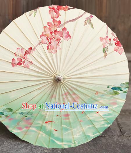 China Classical Dance Umbrella Painting Peach Blossom Oil Paper Umbrella