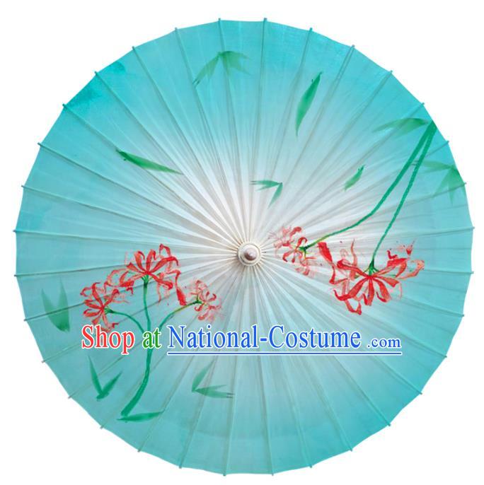 China Painting Manjusaka Blue Oil Paper Umbrella Classical Dance Umbrella