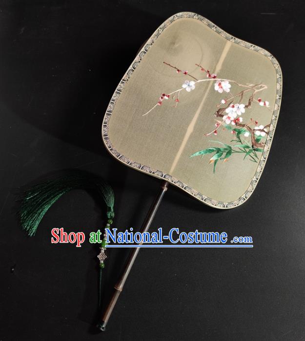 Chinese Embroidered Plum Blossom Palace Fan Ancient Song Dynasty Silk Fan Traditional Hanfu Fan