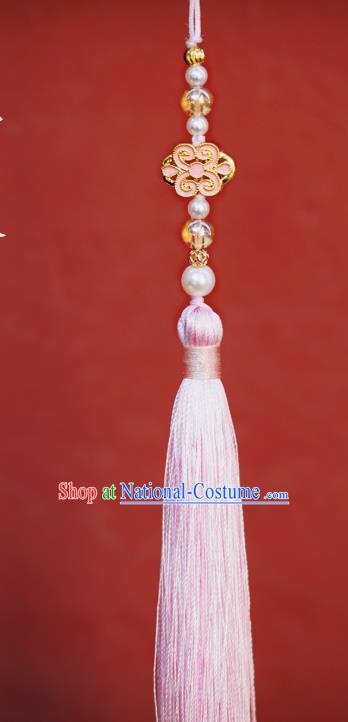 Chinese Classical Pink Tassel Brooch Pendant Traditional Hanfu Enamel Waist Accessories