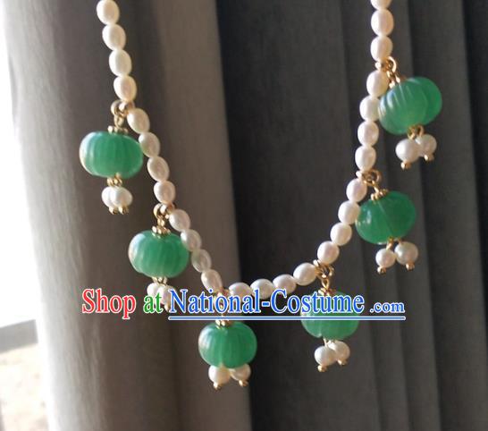 Chinese Traditional Hanfu Pearls Necklace Accessories Classical Aventurine Necklet