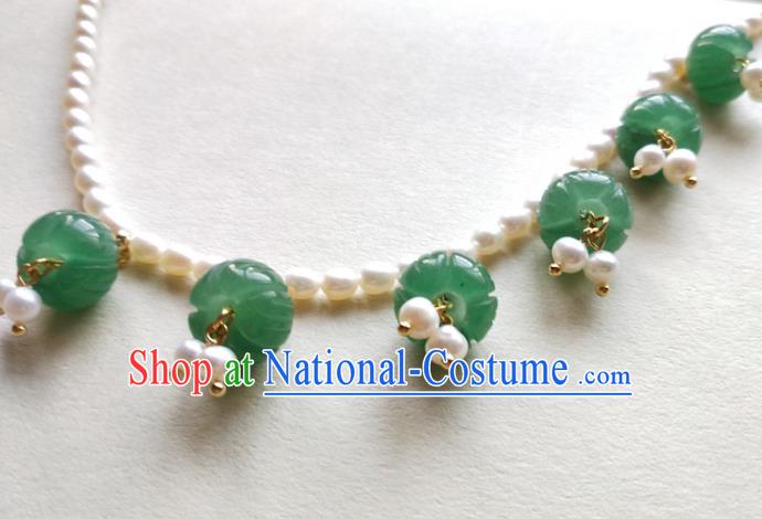 Chinese Traditional Hanfu Pearls Necklace Accessories Classical Aventurine Necklet