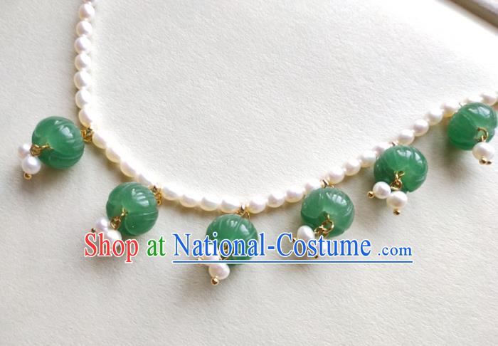 Chinese Traditional Hanfu Pearls Necklace Accessories Classical Aventurine Necklet