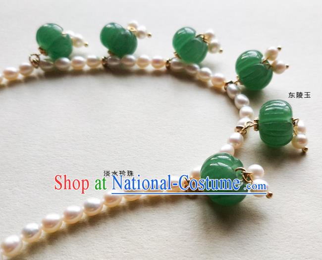 Chinese Traditional Hanfu Pearls Necklace Accessories Classical Aventurine Necklet