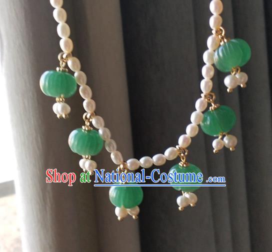 Chinese Traditional Hanfu Pearls Necklace Accessories Classical Aventurine Necklet