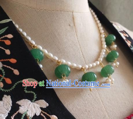 Chinese Traditional Hanfu Pearls Necklace Accessories Classical Aventurine Necklet