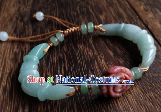 Chinese Classical Hanfu Jade Bracelet Traditional Carving Rose Wristlet Accessories