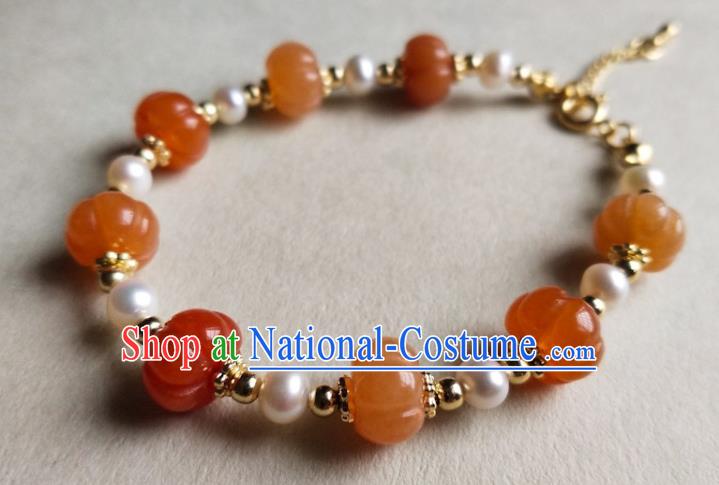 Chinese Traditional Hanfu Agate Wristlet Accessories Classical Pearls Bracelet