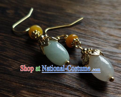 Chinese Handmade Classical Cheongsam Earrings Traditional Aventurine Ear Accessories