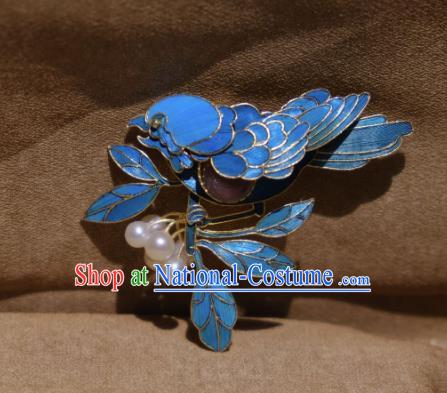 China Handmade Tourmaline Brooch Accessories Traditional Cheongsam Cloisonne Bird Breastpin Jewelry