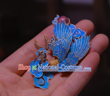 China Traditional Cheongsam Cloisonne Phoenix Breastpin Jewelry Handmade Tourmaline Brooch Filigree Accessories