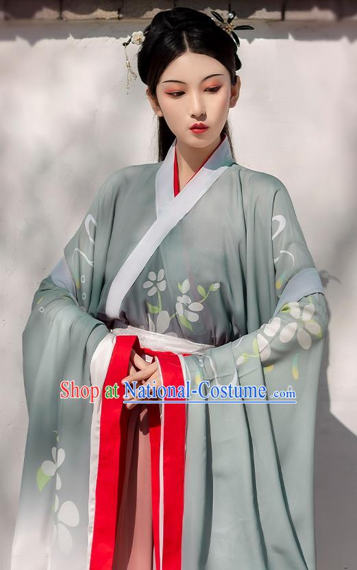 China Traditional Jin Dynasty Royal Princess Historical Costume Ancient Palace Beauty Hanfu Dress Clothing