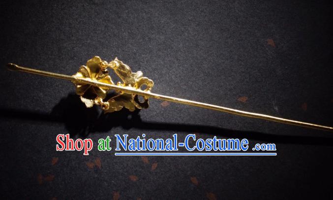 Chinese Qing Dynasty Pearl Hairpin Traditional Hair Jewelry Ancient Empress Blueing Butterfly Hair Stick