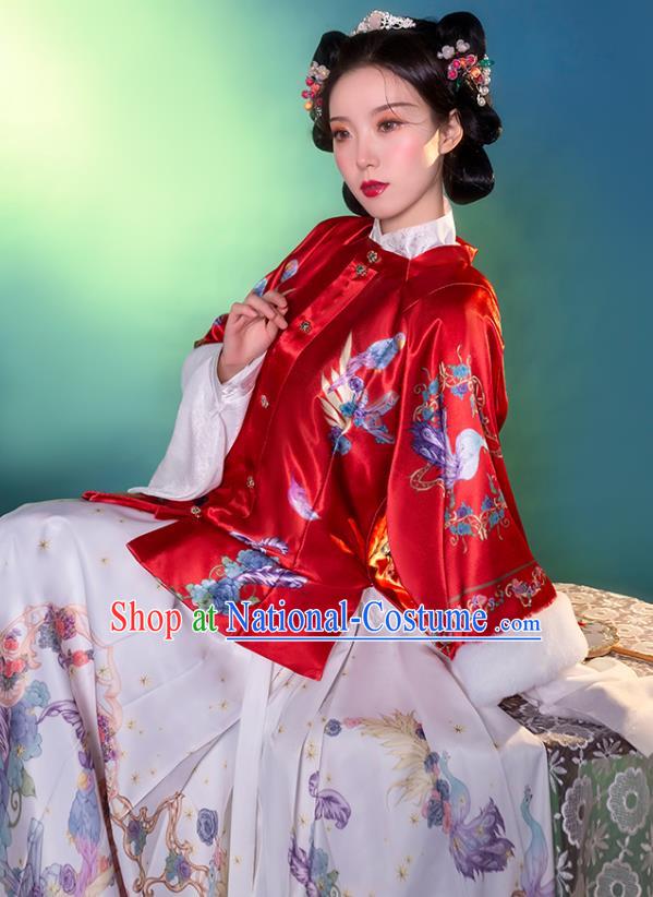 Traditional China Ming Dynasty Young Beauty Historical Clothing Ancient Noble Lady Hanfu Dress Apparels