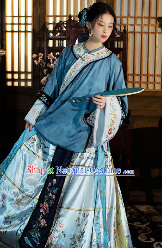 China Ancient Qing Dynasty Historical Clothing Traditional Rich Woman Costumes Full Set