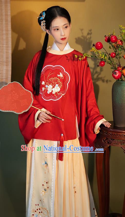 China Ancient Young Lady Hanfu Costumes Traditional Ming Dynasty Historical Clothing