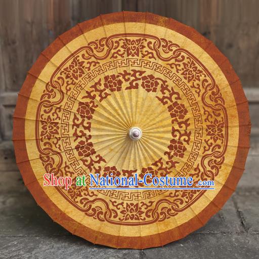 China Handmade Classical Dance Umbrella Craft Traditional Brown Oil Paper Umbrella