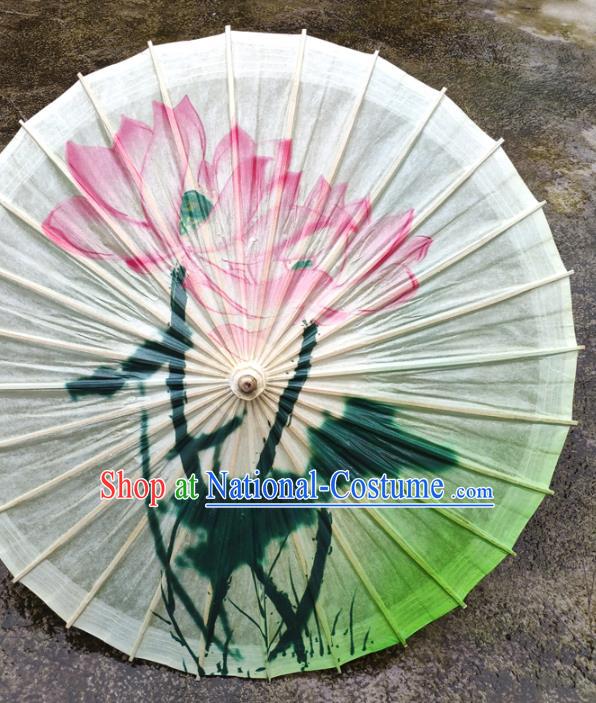 China Traditional Dance Oil Paper Umbrella Handmade Umbrellas Craft Classical Ink Painting Lotus Umbrella