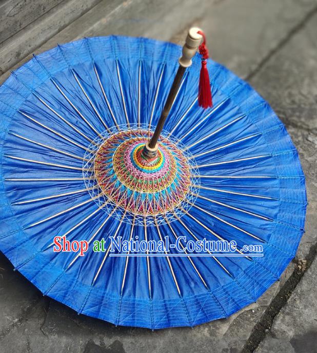 China Classical Royalblue Umbrella Traditional Dance Oil Paper Umbrella Handmade Umbrellas Craft