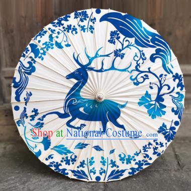 China Traditional Handmade Printing Deer Oil Paper Umbrella Classical Dance Umbrella