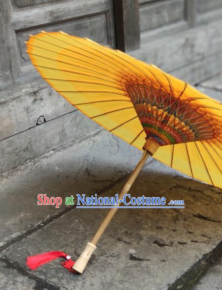 China Traditional Yellow Oil Paper Umbrella Handmade Classical Jiangnan Umbrellas