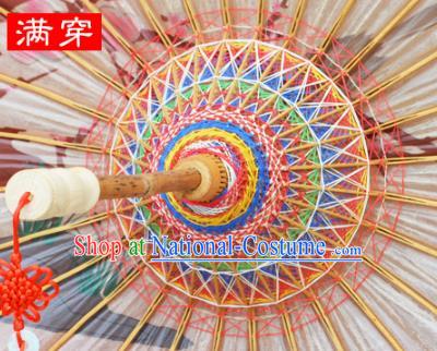 China Classical Dance Umbrellas Handmade Craft Traditional Orange Oil Paper Umbrella