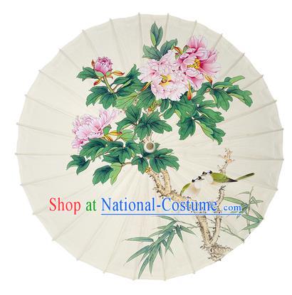 China Classical Dance Umbrella Handmade Painting Peony Oil Paper Umbrella Traditional National Umbrella