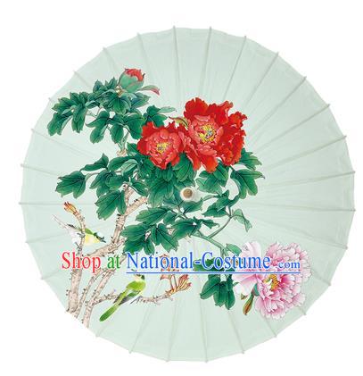 China Classical Peony Pattern Umbrella Traditional Handmade Painting Oil Paper Umbrella