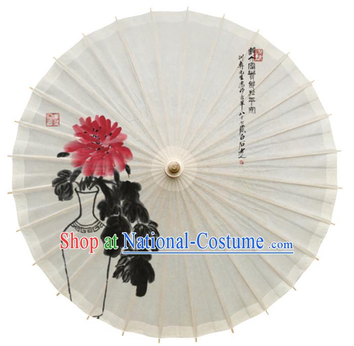 China Traditional Ink Painting Chrysanthemum Oil Paper Umbrella Handmade Cheongsam Dance Umbrella