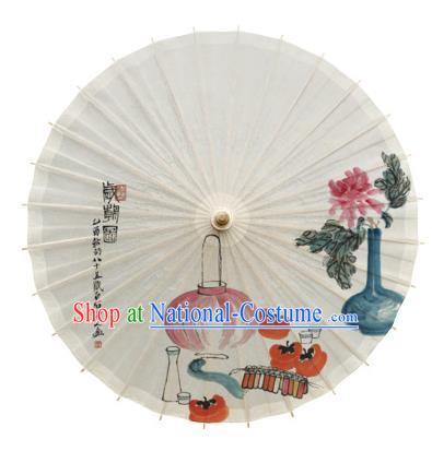 China Handmade Cheongsam Dance Oil Paper Umbrella Traditional Ink Painting Chrysanthemum Lantern Umbrella