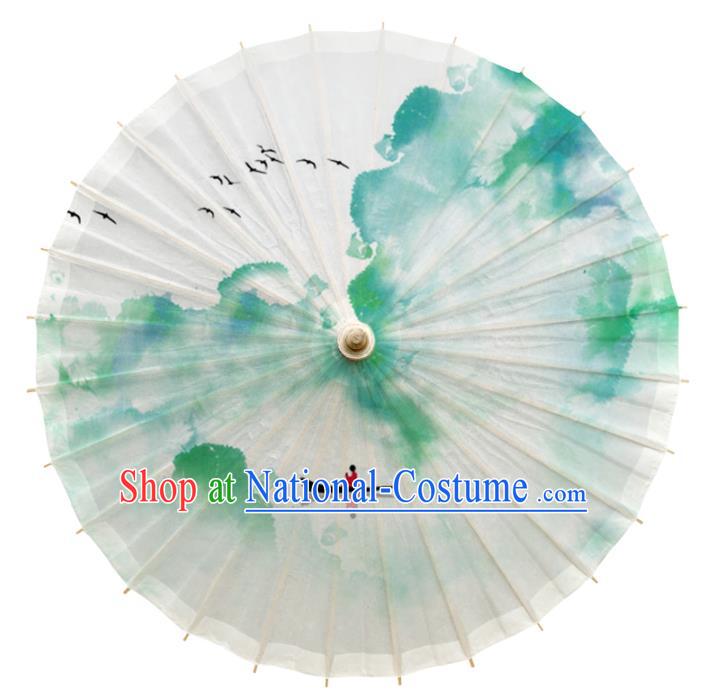 China Handmade Landscape Painting Oil Paper Umbrella Traditional Stage Performance Umbrella