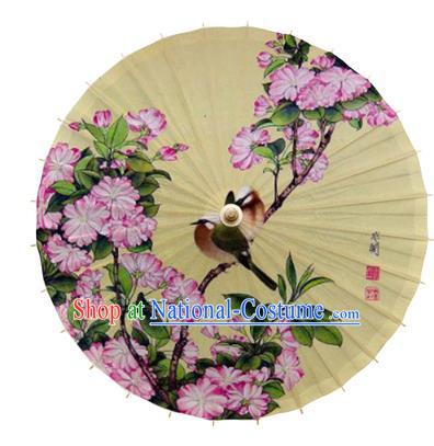 China Handmade Painting Peach Blossom Oil Paper Umbrella Traditional Classical Dance Stage Show Umbrella