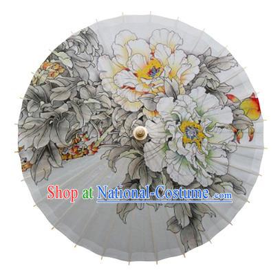 China Traditional Cheongsam Stage Show Oil Paper Umbrella Handmade Painting Peony Umbrella