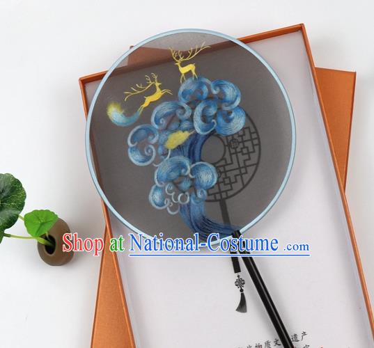 Chinese Traditional Hanfu Fan Suzhou Embroidered Palace Fan Handmade Silk Circular Fan