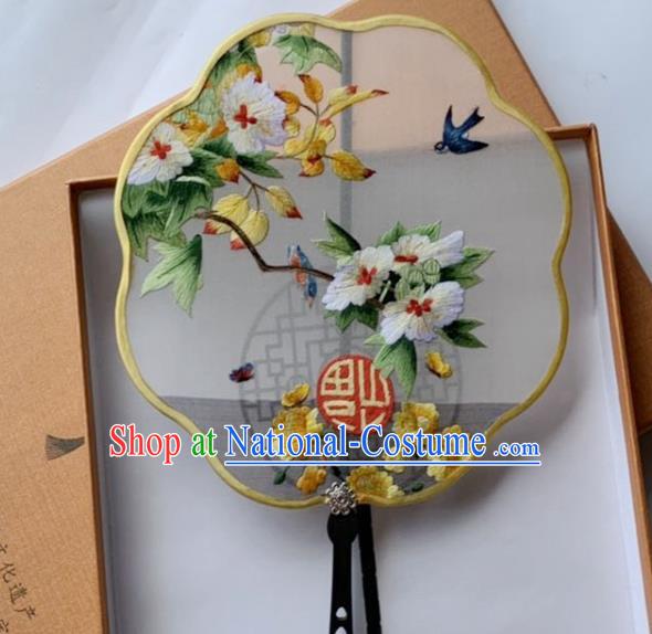 Chinese Traditional Hanfu Fan Ancient Princess Silk Fan Handmade Embroidered Palace Fan