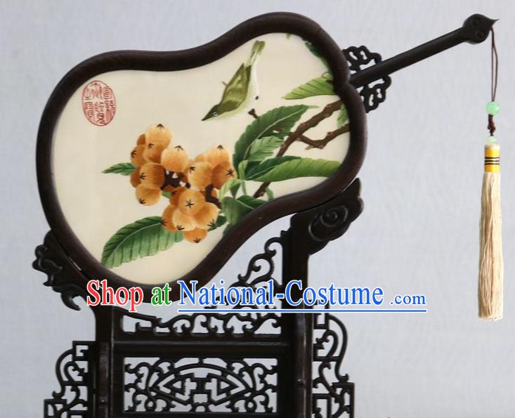 Chinese Traditional Double Side Embroidered Hawthorn Table Screen Rosewood Desk Decoration Handmade Embroidery Silk Craft