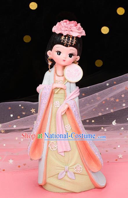 China Handmade Beijing Blue Dress Figurine Doll Traditional Tang Dynasty Beauty Princess Resin Doll