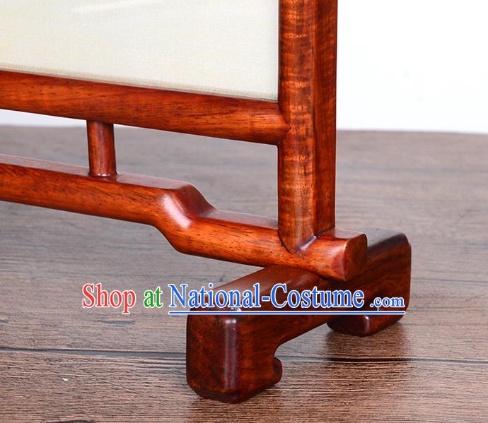 Chinese Handmade Rosewood Table Ornament Traditional Suzhou Embroidery Desk Screen