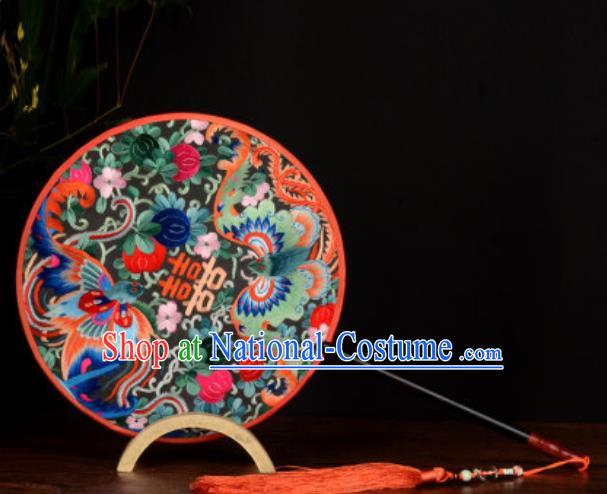 Chinese Traditional Wedding Palace Fan Embroidered Butterfly Fan Handmade Silk Circular Fan