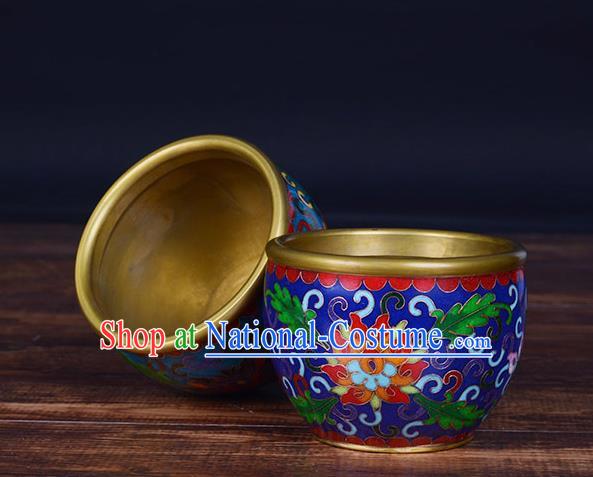 China Handmade Enamel Brass Cup Traditional Cloisonne Ornament Brush Washer