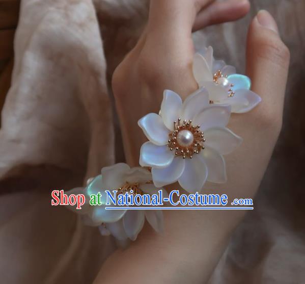 China Handmade Hanfu Hairpin Traditional Ancient Princess White Lotus Hair Stick