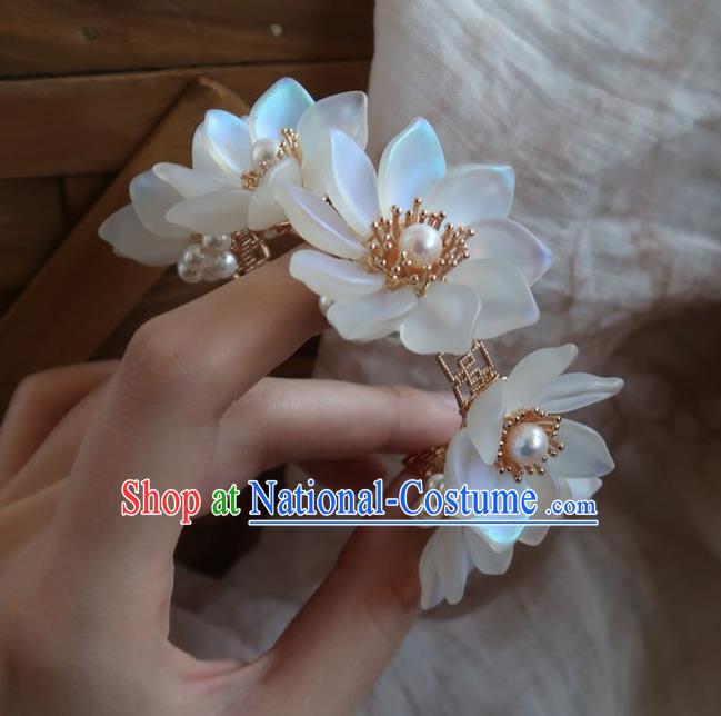 China Handmade Hanfu Hairpin Traditional Ancient Princess White Lotus Hair Stick