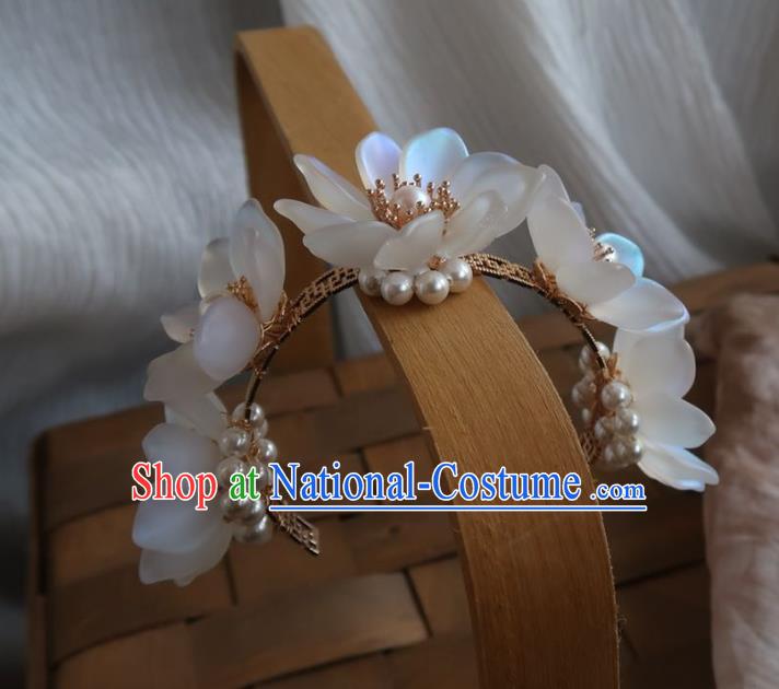 China Handmade Hanfu Hairpin Traditional Ancient Princess White Lotus Hair Stick