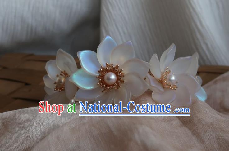 China Handmade Hanfu Hairpin Traditional Ancient Princess White Lotus Hair Stick